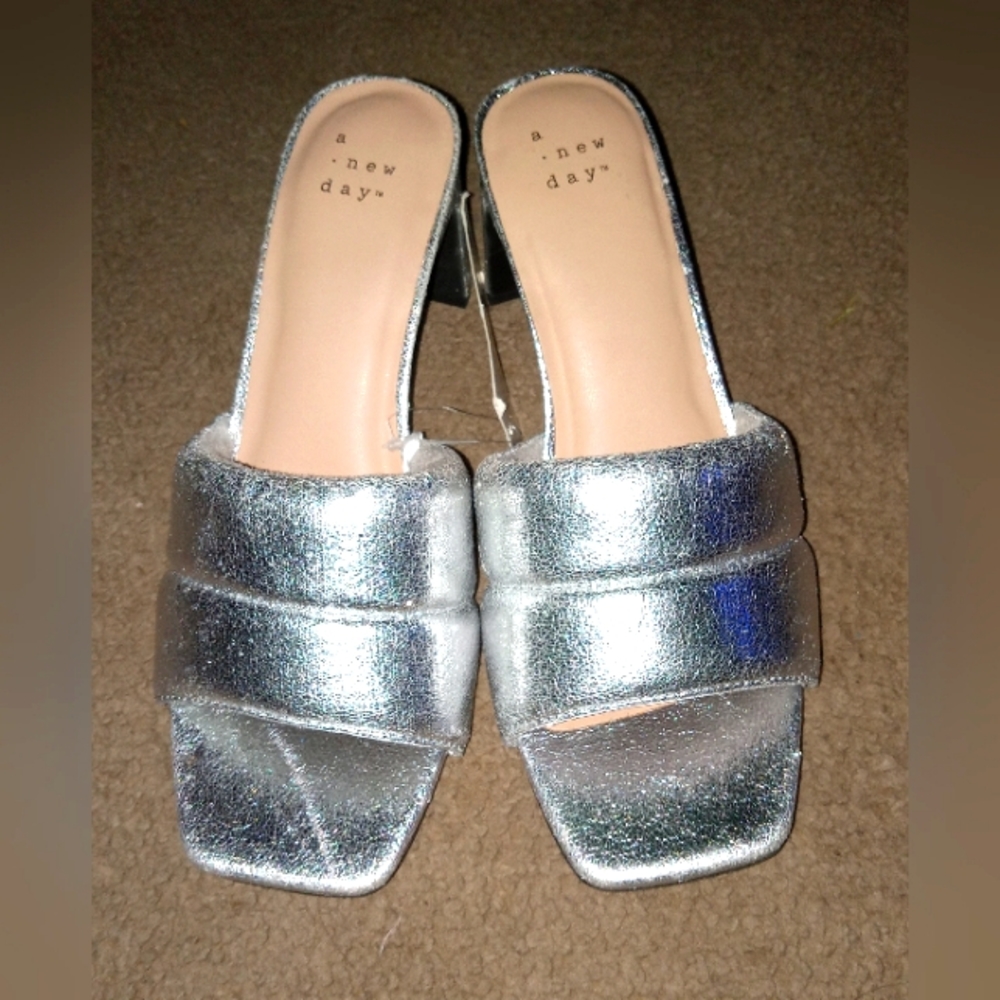 A New Day Silver Heels - Sizes 6 and 6.5